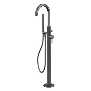 Изображение товара Смеситель Whitecross Y gunmetal Y1233GM для ванны и душа, напольный, с душевым гарнитуром, вороненая сталь, gunmetal