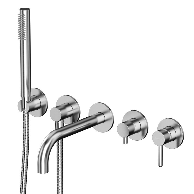 Изображение товара Смеситель Whitecross Y brushed nickel Y1240NIB для ванны и душа, с душевым гарнитуром, цвет никель брашированный