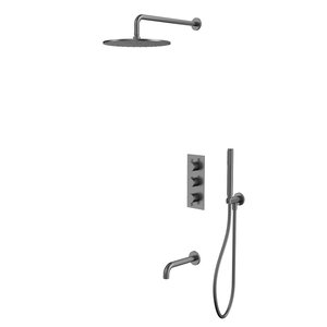 Изображение товара Душевая система Whitecross Y gunmetal YSET11GM, термостатическая, на 3 потребителя, вороненая сталь, gunmetal