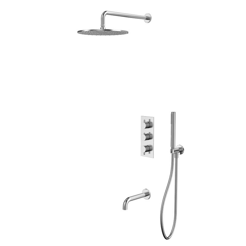 Изображение товара Душевая система Whitecross Y brushed nickel YSET11NIB, термостатическая, на 3 потребителя, цвет никель брашированный