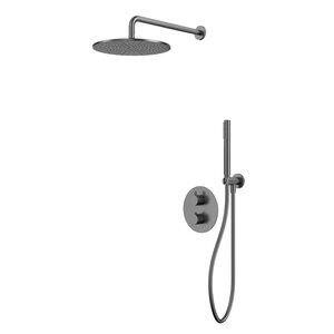 Изображение товара Душевая система Whitecross Y gunmetal YSET08GM, термостатическая, на 2 потребителя, вороненая сталь, gunmetal