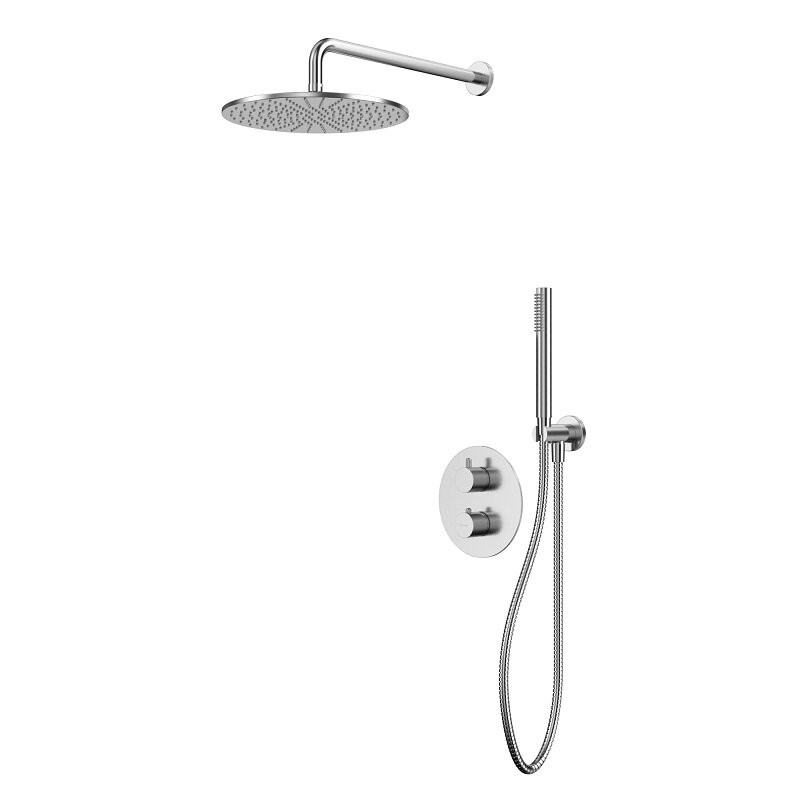 Изображение товара Душевая система Whitecross Y brushed nickel термостатическая, 2 потребителя