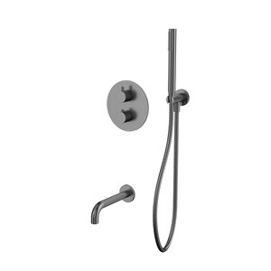 Изображение товара Термостатический смеситель для ванны и душа Whitecross Y gunmetal YSET10GM с душевым гарнитуром