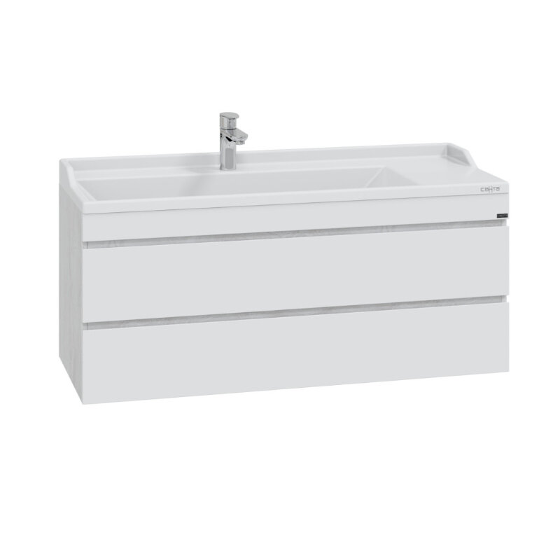 Изображение товара Тумба под раковину Санта Марс 700424, 120 см, подвесная, цвет белый/светлое дерево