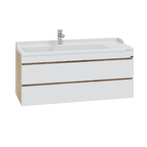 Изображение товара Тумба под раковину Санта Марс 700425, 120 см, подвесная, цвет белый/янтарное дерево