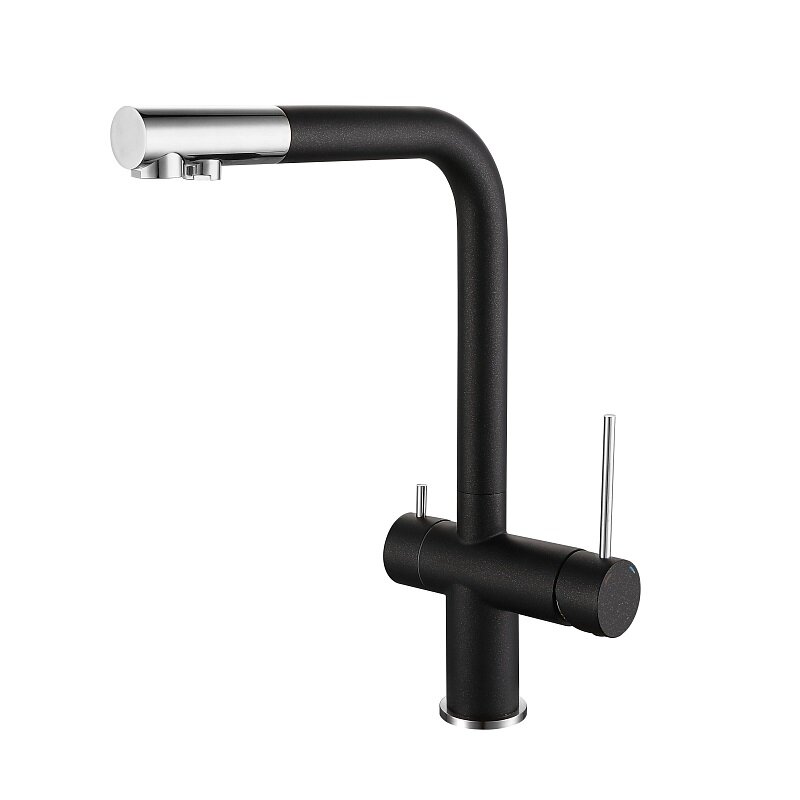 Изображение товара Современный кухонный смеситель Rivelato Lugano 1523513 антрацит/хром с подключением к фильтру