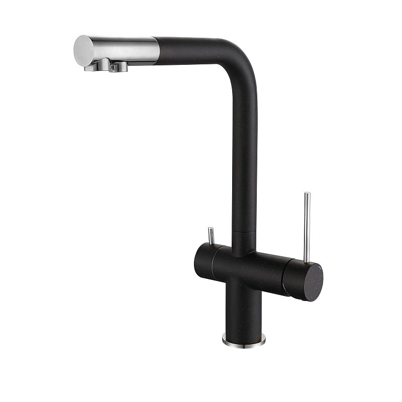 Изображение товара Смеситель Rivelato Lugano 1523513 для кухни с подключением к фильтру черный/хром