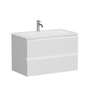 Изображение товара Тумба под раковину Sancos Folk FL80W, 80 см, подвесная, с рельефным фасадом, цвет bianco