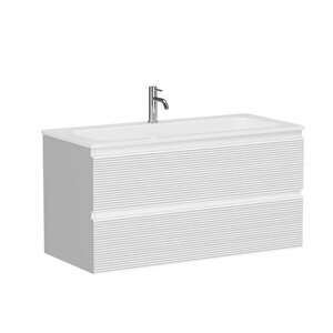 Изображение товара Тумба под раковину Sancos Folk FL100W, 100 см, подвесная, с рельефным фасадом, цвет bianco