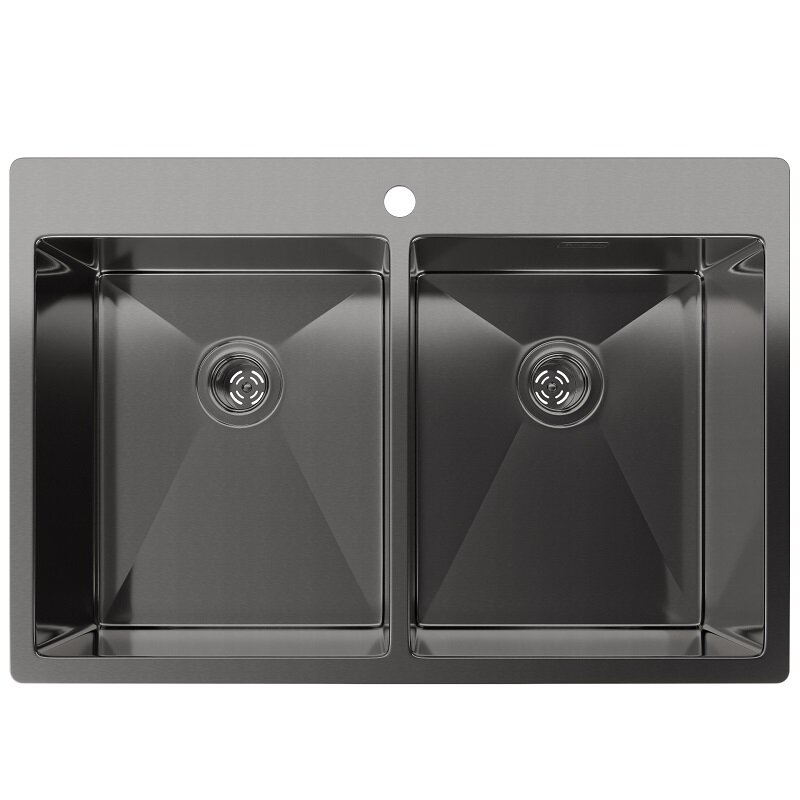 Изображение товара Кухонная мойка Rivelato Rinox 7450 2В PVD black, 74 x 50 см, цвет черный