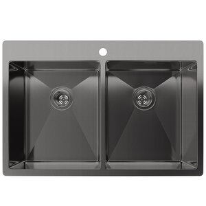Изображение товара Кухонная мойка Rivelato Rinox 7450 2В PVD black, 74 x 50 см, цвет черный