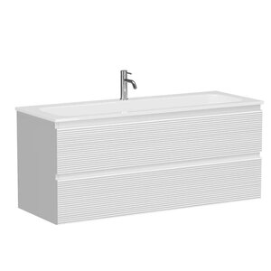 Изображение товара Тумба под раковину Sancos Folk FL120W, 120 см, подвесная, с рельефным фасадом, цвет bianco