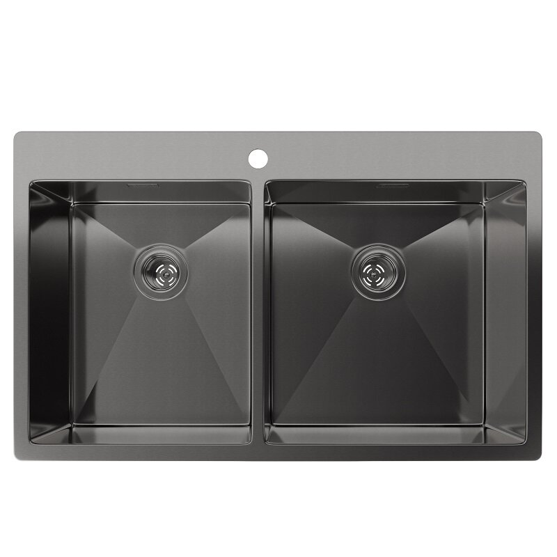 Изображение товара Кухонная мойка Rivelato Rinox 8050 B2 PVD black, 80 x 50 см, цвет черный