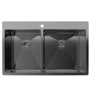Изображение товара Кухонная мойка Rivelato Rinox 8050 B2 PVD black 80x50 см с двумя раковинами