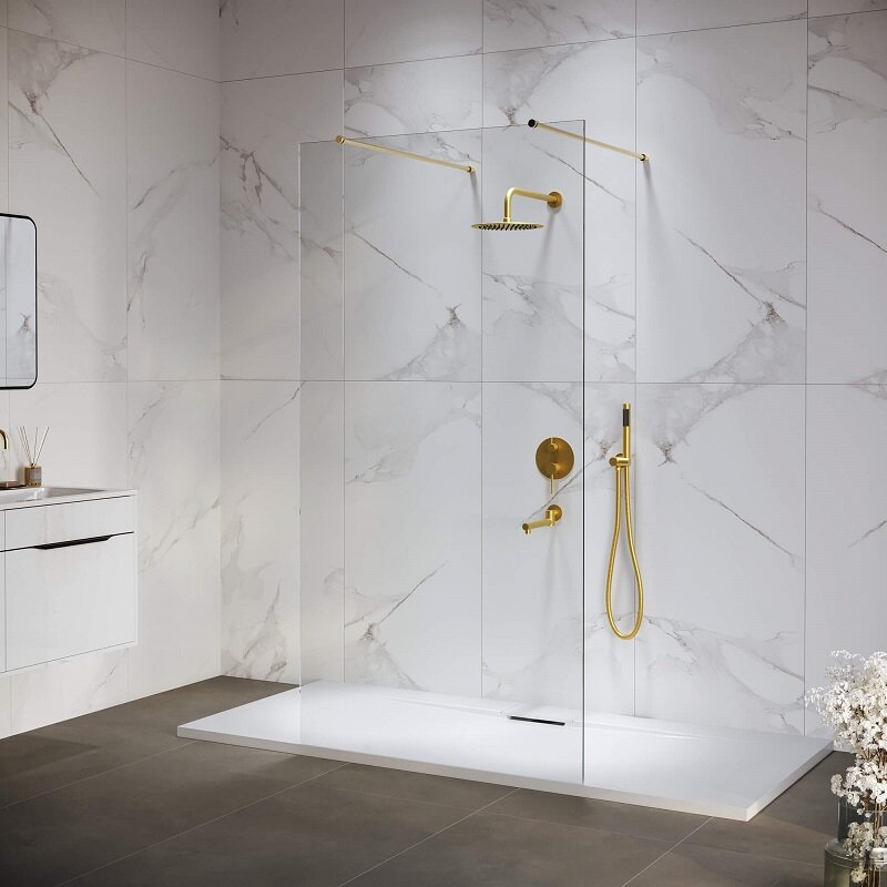 Изображение товара Душевая стенка RGW WA-016Gb Walk In 1200 мм, золото брашированное