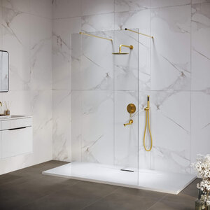 Изображение товара Душевая стенка RGW WA-016Gb Walk In 100 см золото брашированное