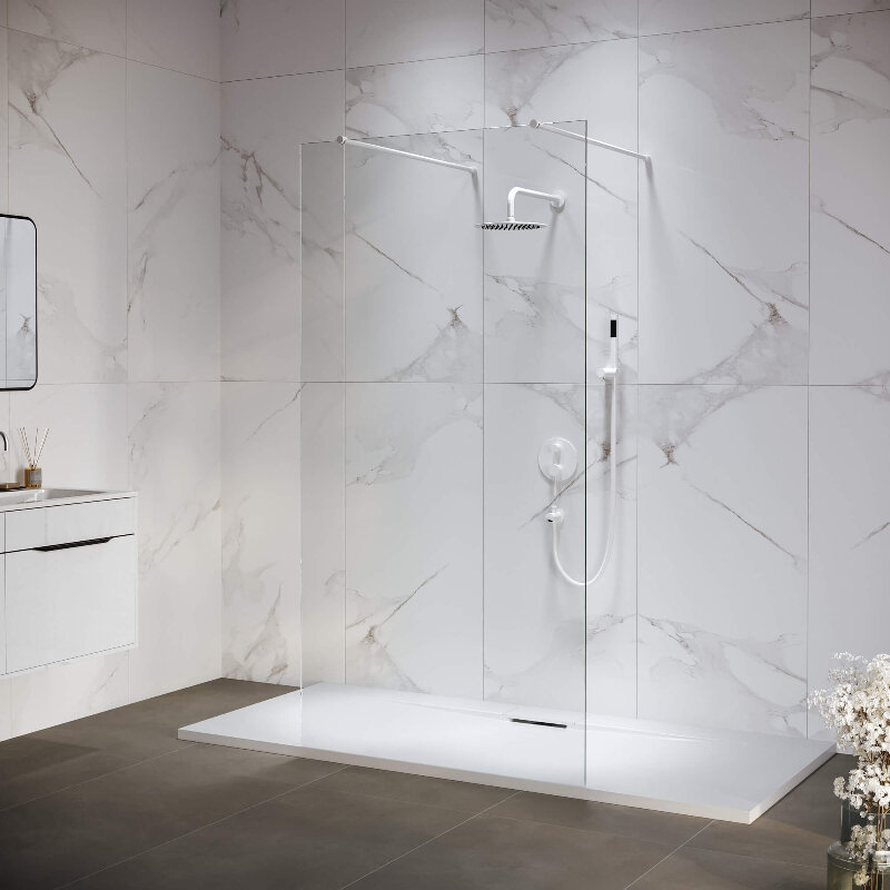 Изображение товара Душевая стенка RGW WA-016W Walk In 100 см прозрачное стекло белый профиль