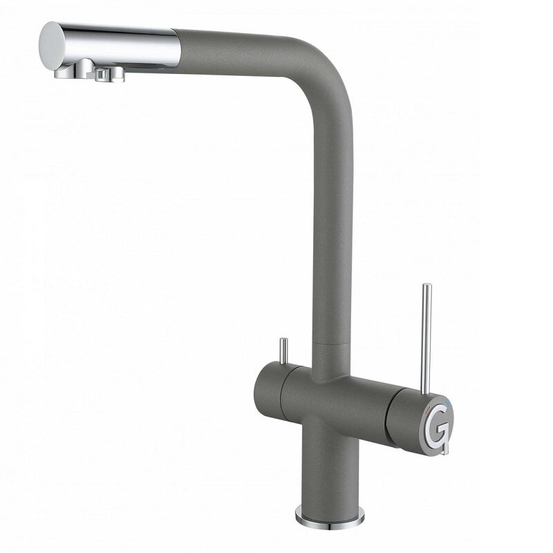 Изображение товара Смеситель Rivelato Lugano 1523513 grigio cromo, для кухни, с подключением к фильтру, цвет серый/хром