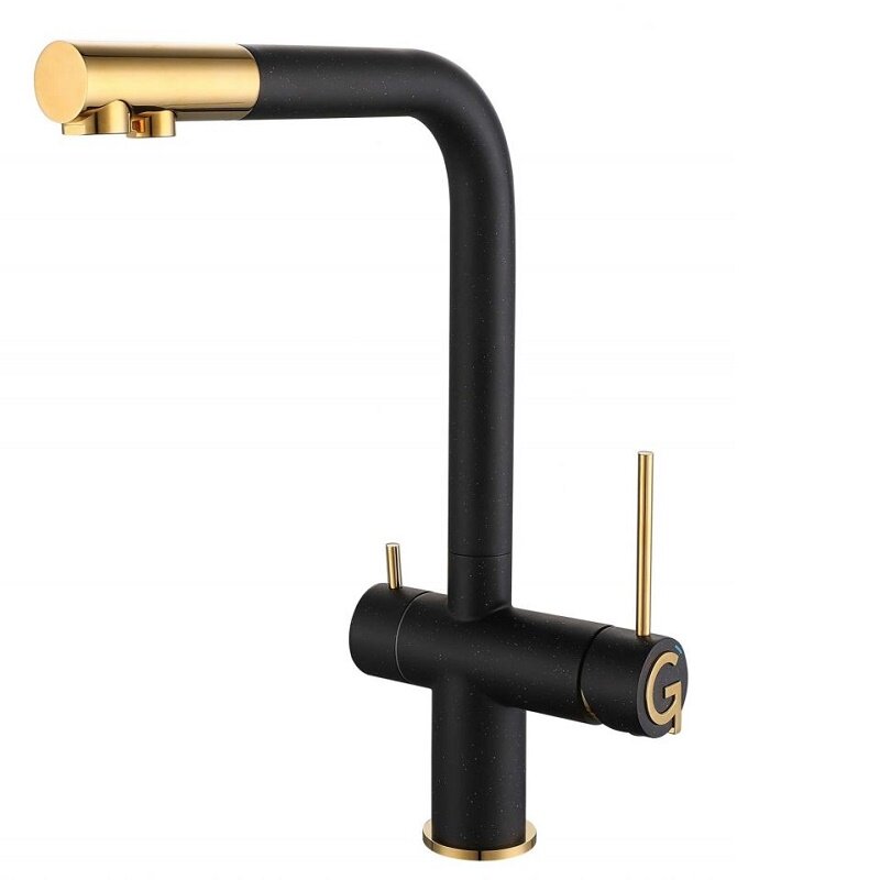 Изображение товара Смеситель Rivelato Lugano 1523513 nero oro для кухни черный/золото