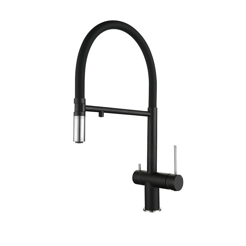 Изображение товара Смеситель Rivelato Adria 1523517 antracite cromo, для кухонной мойки, с подключением к фильтру, цвет черный/хром