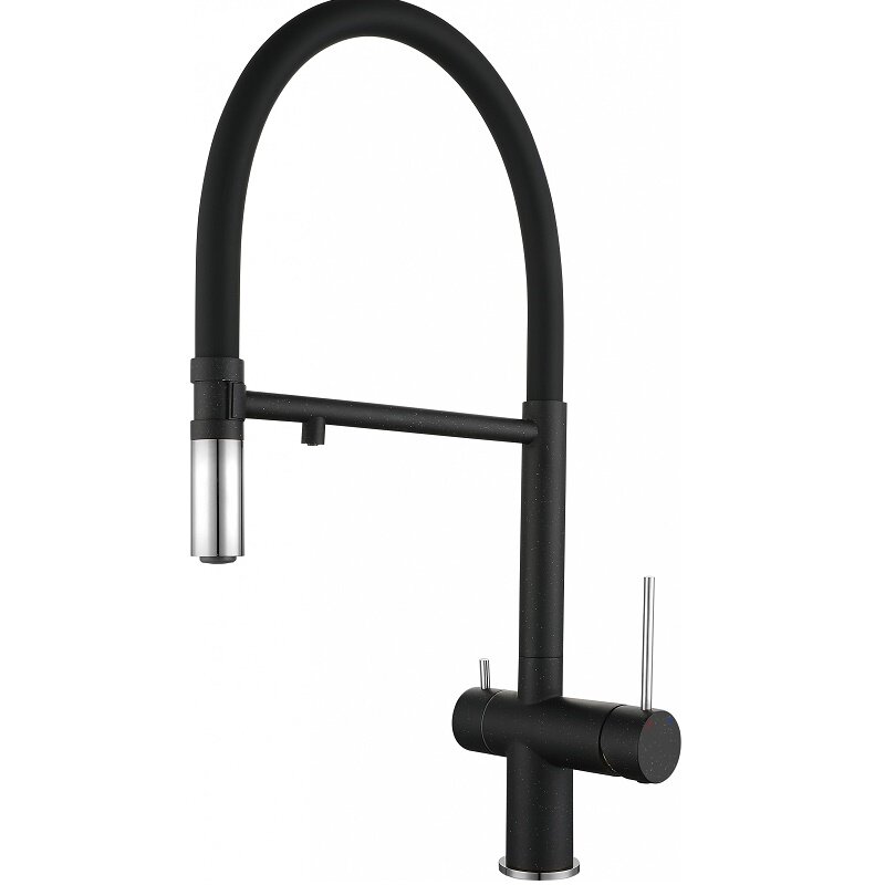 Изображение товара Смеситель Rivelato Adria 1523517 nero cromo, для кухонной мойки, с подключением к фильтру, цвет черный/хром