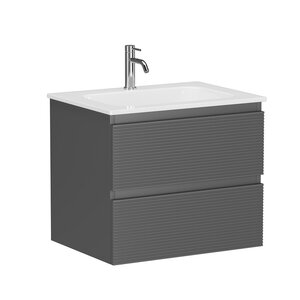 Изображение товара Тумба под раковину Sancos Folk FL60GS, 60 см, подвесная, с рельефным фасадом, цвет grey soft