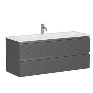 Изображение товара Тумба под раковину Sancos Folk FL120GS, 120 см, подвесная, с рельефным фасадом, цвет grey soft