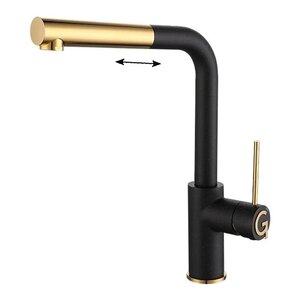 Изображение товара Смеситель Rivelato Albano 1573503 nero oro, для кухонной мойки, с вытяжным изливом, цвет черный/золото