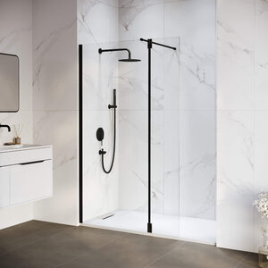 Изображение товара Душевой уголок RGW WA-051B (WA-010B + Z-071B) Walk In 351005173-14, 120 x 70 см, распашная створка, стекло прозрачное, профиль черный