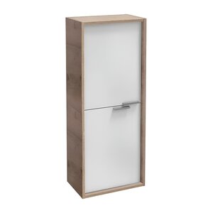 Изображение товара Шкаф-пенал Jacob Delafon Vivienne EB1665-E75-J5, 40 см, подвесной, ручки хром, корпус дуб давос натуральный, фасад белый блестящий