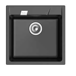 Изображение товара Кухонная мойка из кварца Rivelato Raum RM-50 nero, 50x51 см, черная, врезная