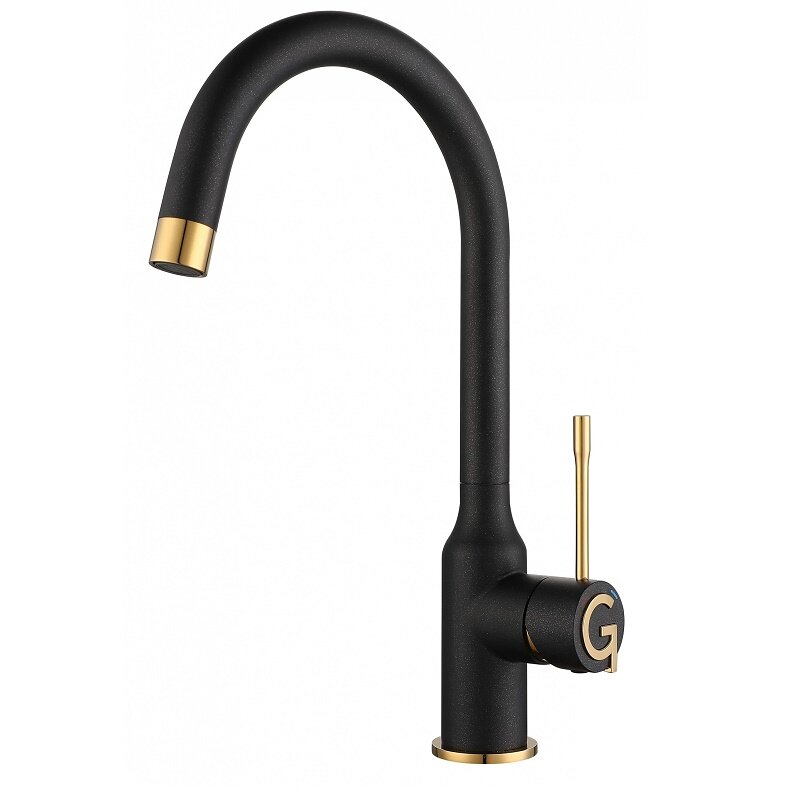 Изображение товара Смеситель Rivelato Garda 1923502 antracite oro, для кухонной мойки, цвет антрацит/золото