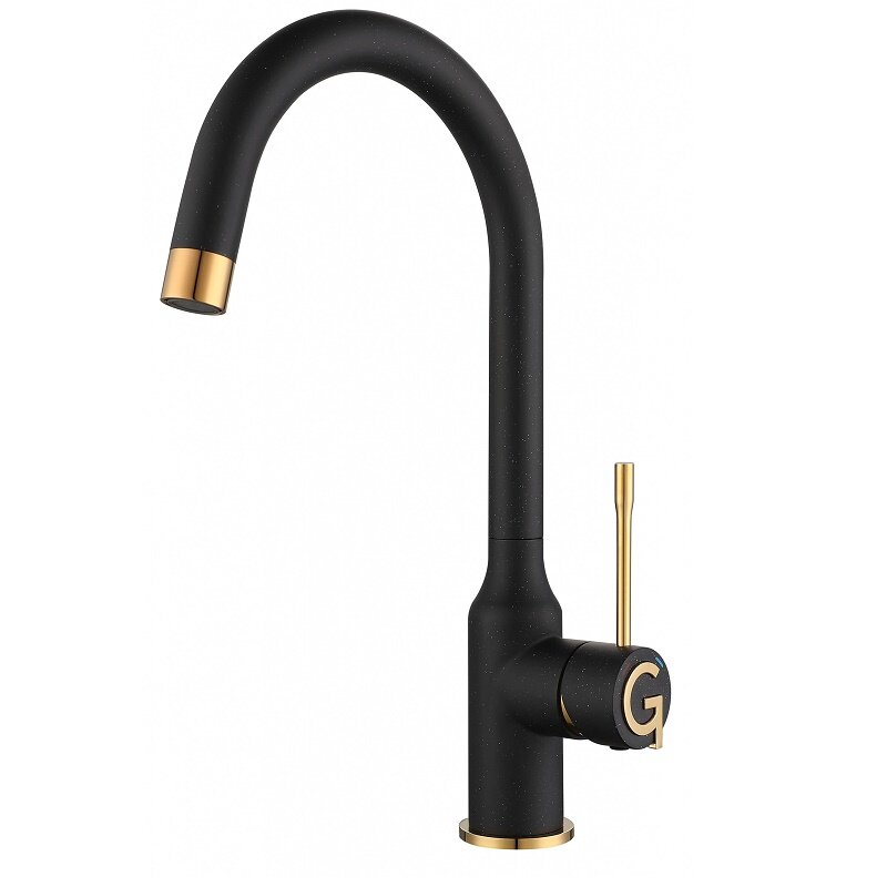 Изображение товара Смеситель Rivelato Garda 1923502 nero oro, для кухонной мойки, цвет черный/золото