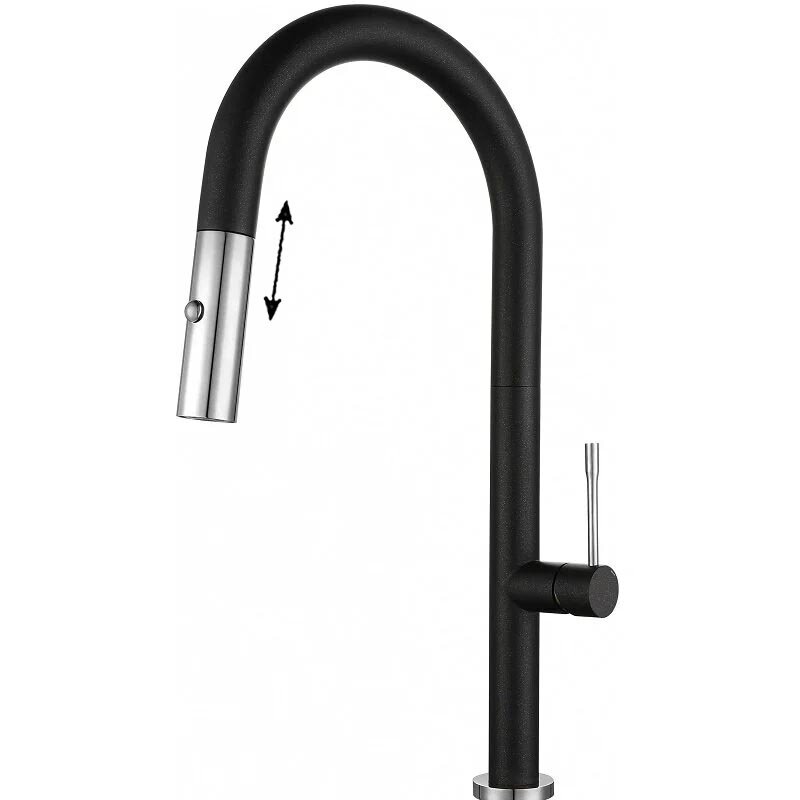 Изображение товара Смеситель Rivelato Asti 3972500 antracite cromo, для кухонной мойки, с вытягиваемым изливом, цвет антрацит/хром