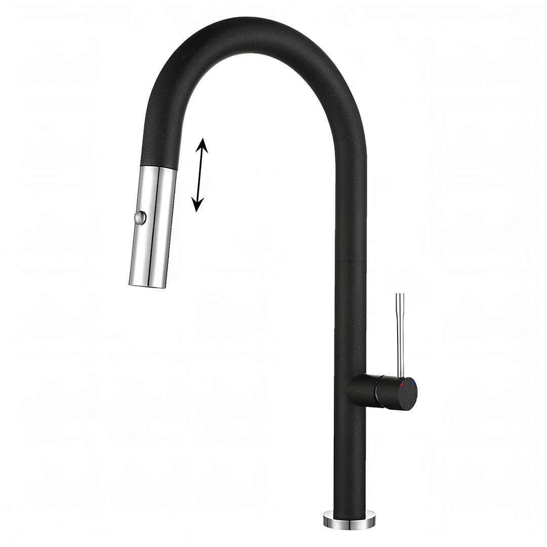 Изображение товара Смеситель для кухонной мойки Rivelato Asti 3972500 nero cromo, с вытяжным изливом, цвет черный/хром