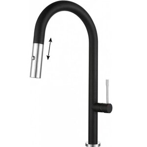 Изображение товара Смеситель Rivelato Asti 3972500 nero cromo, для кухонной мойки, с вытягиваемым изливом, цвет черный/хром