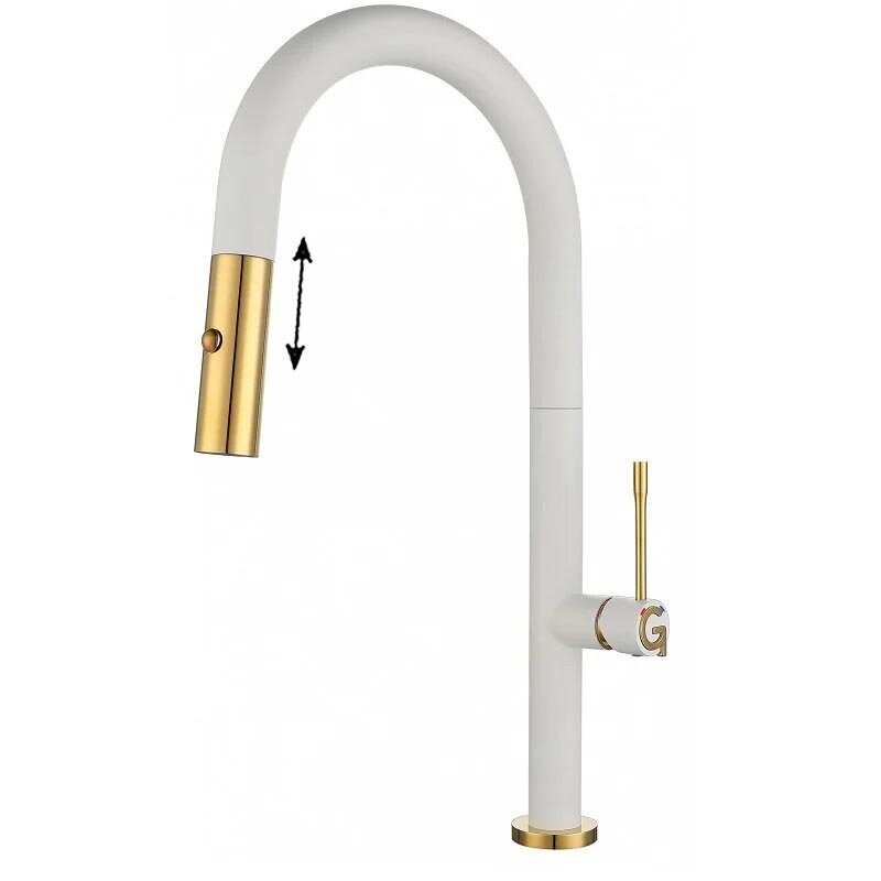 Изображение товара Кухонный однорычажный смеситель Rivelato Asti 3972500 brina oro с вытягиваемым изливом