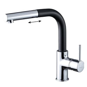 Изображение товара Смеситель Rivelato Ledro 9022208 antracite cromo, для кухонной мойки, с вытягиваемым изливом, цвет антрацит/хром