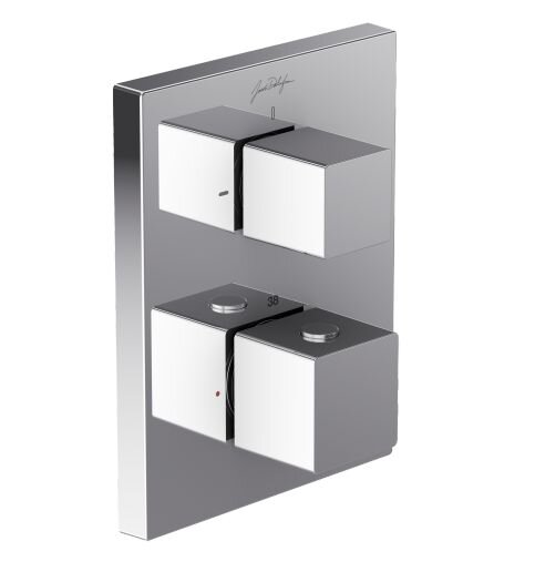 Изображение товара Смеситель термостатический Jacob Delafon Square E75391-CP, для ванны и душа, внешняя часть, на 2 выхода