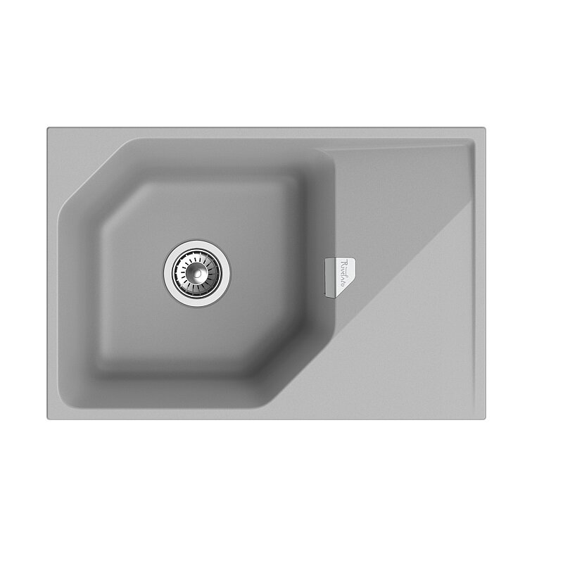 Изображение товара Кухонная мойка Rivelato Locus LS-75 grigio metallizzat, 75 x 50 см, кварц, цвет серый металлик