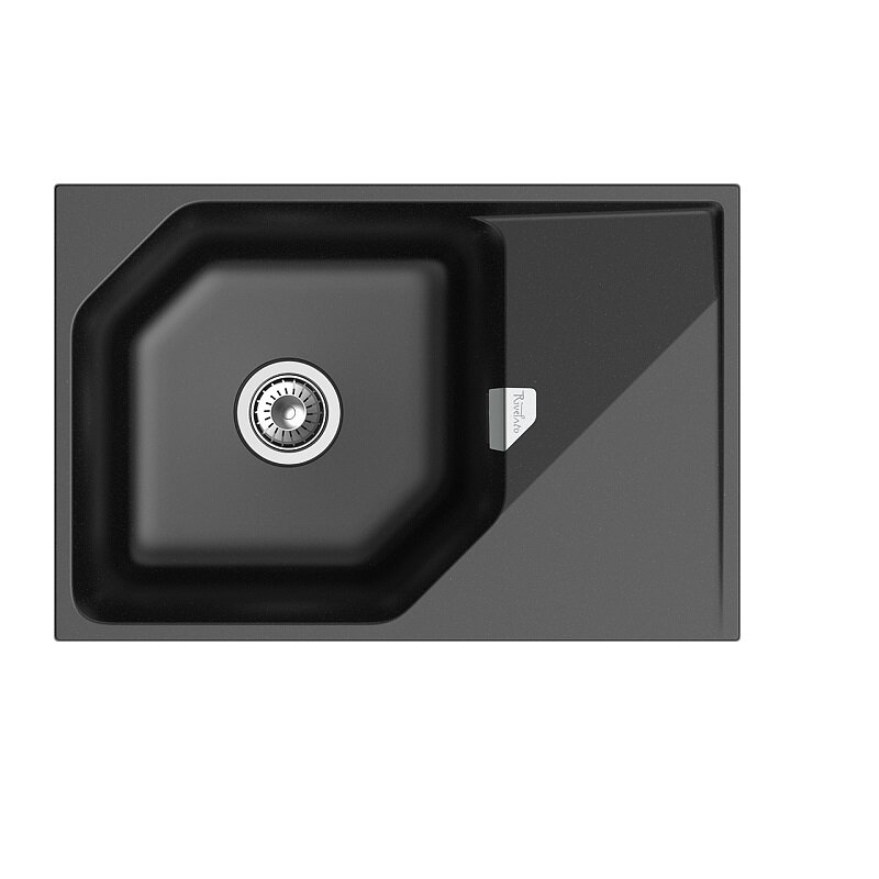Изображение товара Кухонная мойка Rivelato Locus LS-75 nero 75x50 см кварц черный врезная