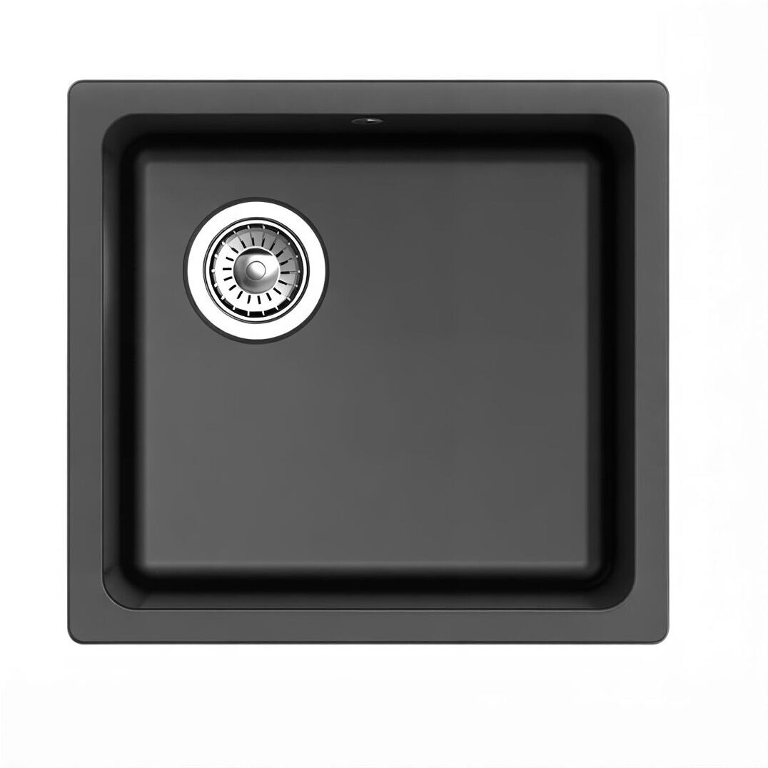 Изображение товара Кухонная мойка Rivelato Berkana BK-45 nero из кварца, черная, 48,5x45,5 см Изображение товара Кухонная мойка Rivelato Berkana BK-45 nero из кварца, черная, 48,5x45,5 см