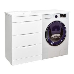 Изображение товара Тумба с раковиной Toppus Satin 9811.019/9811.020, 120 см, под стиральную машину, напольная, цвет белый глянец, левая/правая