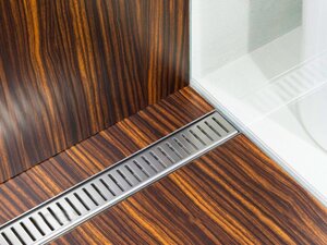 Изображение товара Дренажный канал AlcaPlast APZ10-Simple 850 с решеткой и опорами, хром, Чехия
