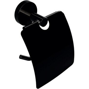 Изображение товара Держатель туалетной бумаги Bemeta Hematit 159112012 15.5 х 8 х 14 см с крышкой, антрацит глянцевый