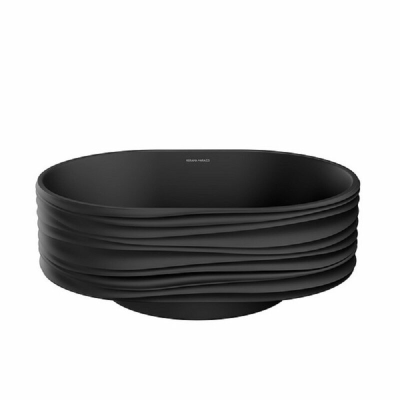 Изображение товара Раковина Kerama Marazzi Artbasin Sabbia SA.wb.50.BLK.M, накладная, 50 см, с донным клапаном, черная матовая