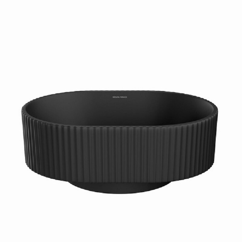 Изображение товара Раковина Kerama Marazzi Artbasin Vento VE.wb.50.BLK.M, накладная, 50 см, с донным клапаном, черная матовая