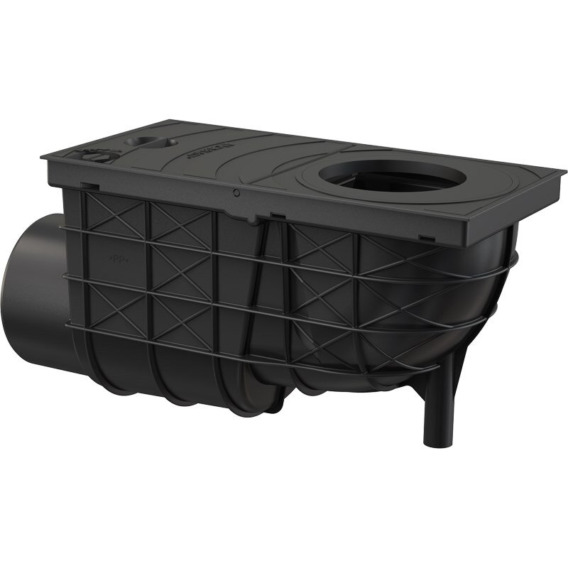 Изображение товара Ливнеотвод AlcaPlast AGV3 пластиковый угловой с решеткой 300х155 мм черный