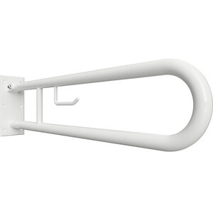 Изображение товара Откидной поручень Bemeta Help 75 см нержавеющая сталь белый с держателем
