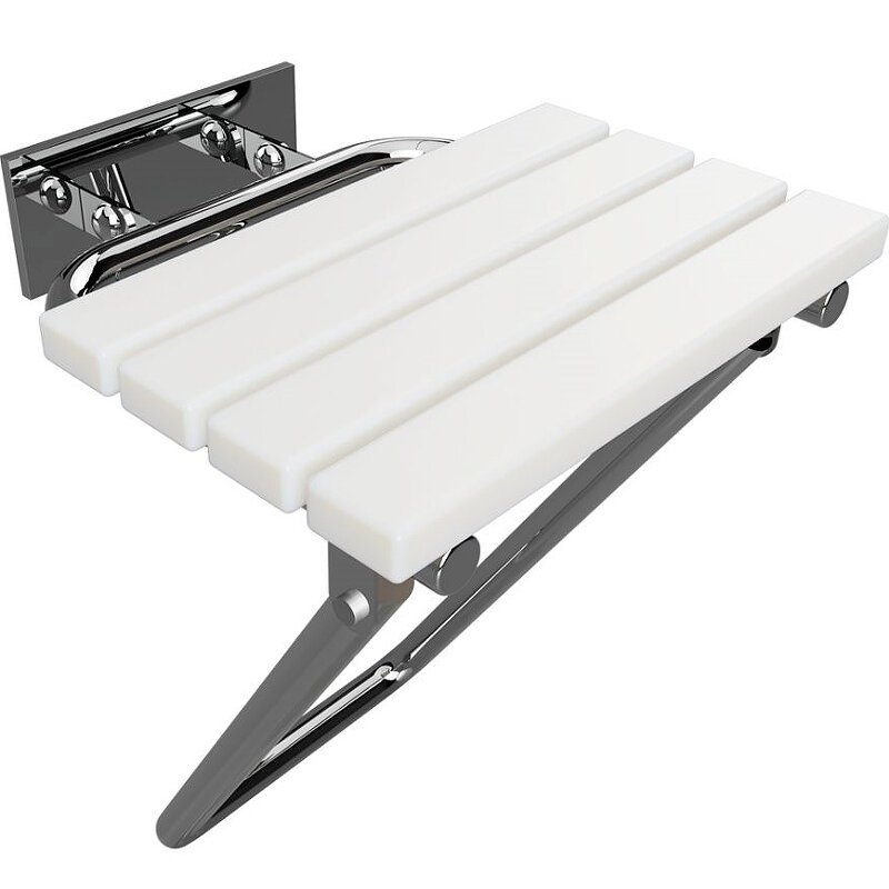 Изображение товара Откиднoe сидeнье для душа Bemeta Help 301207182, c oпopной ножкой, цвет белый/хром матовый